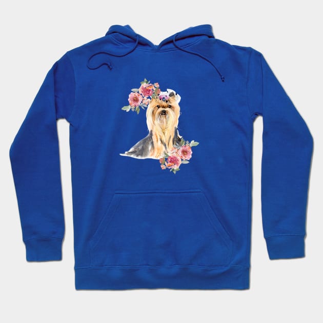 Yorkshire Terrier Diva Yorkie Watercolor Art Hoodie by AdrianaHolmesArt